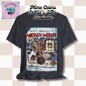 Vintage Mickey Mouse Movie Poster Graphic Tee, Classic Cartoon Short Sleeve Shirt, Retro Disney Fan Gift, Film Buff Tshirt, Snowy Winter
