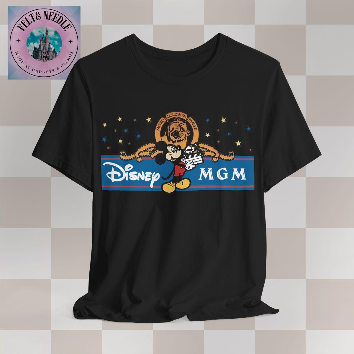 Retro 1980s Disney MGM Studios T-shirt - Mickey & MGM Lion Design 