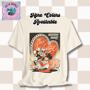 Camiseta vintage de Mickey y Minnie para San Valentín, camiseta de Disney, camiseta retro de romance con dibujos animados, camiseta clásica de pareja, portada de revista de mediados de siglo
