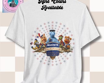 ユニセックスTシャツ、マペットのアメリカ史における偉大な瞬間、ディズニーワールドシャツ、マジックキングダムTシャツ、ユニセックスTシャツ、ディズニー7月4日、サム・イーグルTシャツ