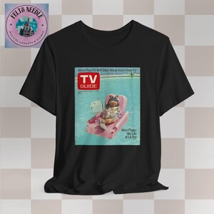 Unisex T-Shirt, Tv Guide Fräulein Piggy Cover, Mein Leben im Le Top Shirt, Geschenk für Muppet Fans, Retro TV Print T-Shirt, lustiges Schwein T-Shirt, Sommer T-Shirt Black