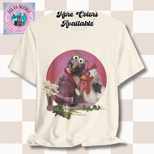 Retro The Muppets Gonzo and Camilla Short Sleeve Tee, Vintage Cartoon Character Shirt, Unisex Graphic Tee, Funny Animal Couple T-Shirt,