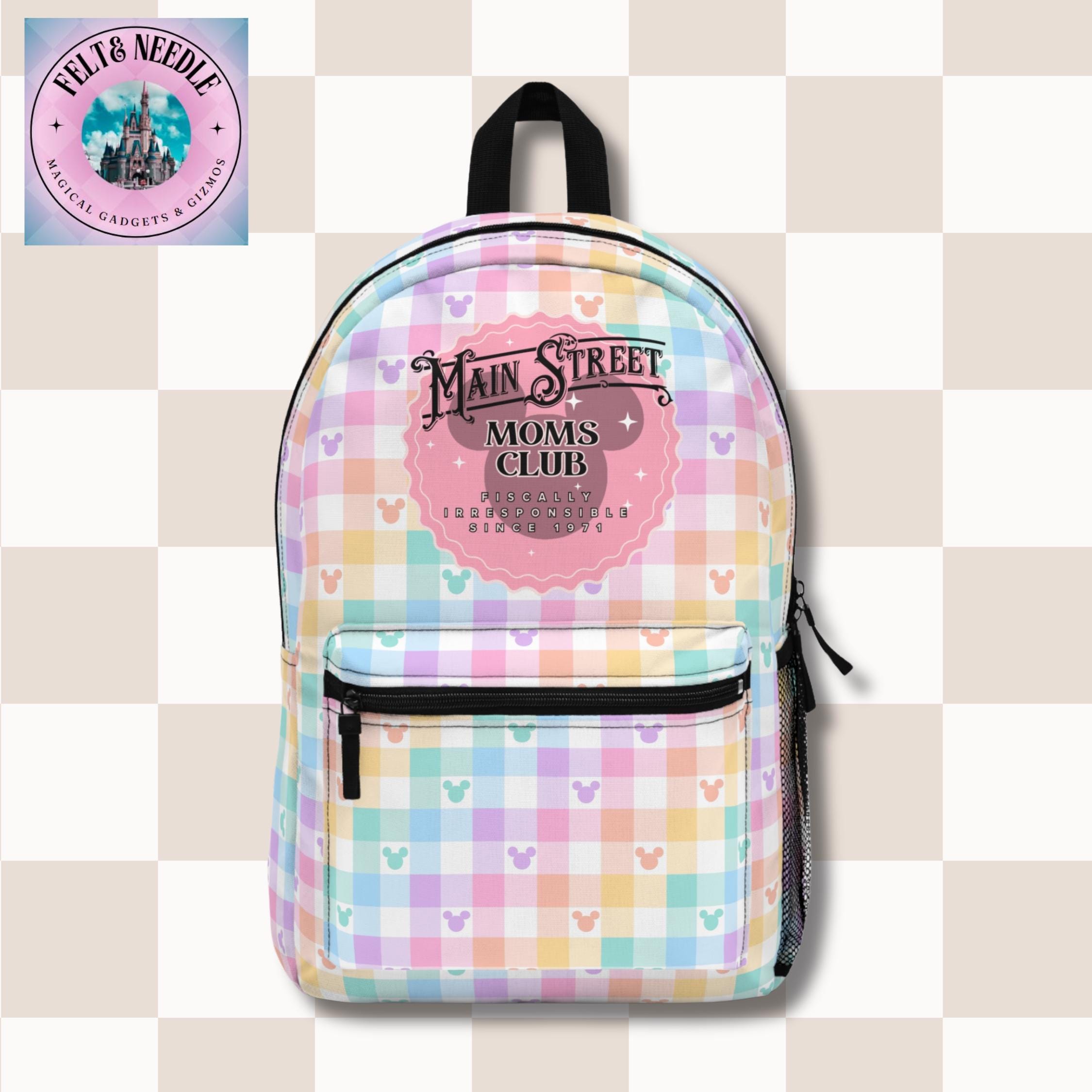 Backpack, Mickey Gingham Pattern, Main Street Moms Club 