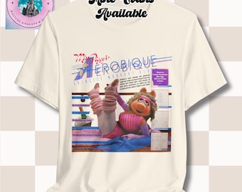 Retro Miss Piggy Tee, 80s Aerobics Workout Shirt, Muppets Fan Gift, Unisex Jersey T-Shirt, Disneyland Half Marathon, Vintage
