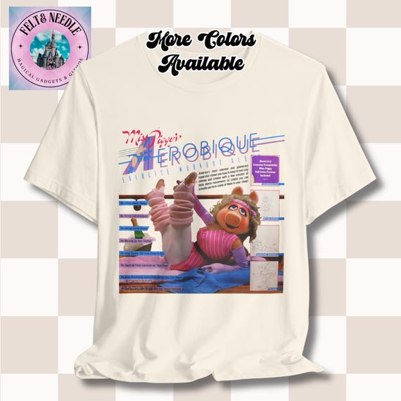 Retro Miss Piggy Tee, 80s Aerobics Workout Shirt, Muppets Fan Gift