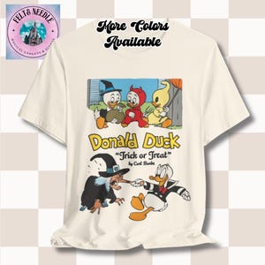 Disney Trick or Treat-personages Unisex T-shirt, Donald Duck, Halloweenshirt, cartoon familiekostuumtop, T-shirt Halloweenfeest, Mickey Mouse