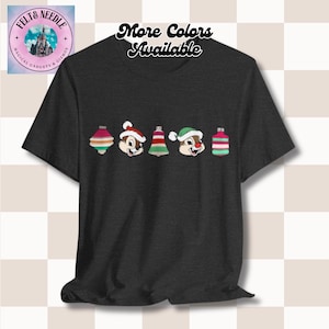 Disney Chip and Dale Unisex Tee Shirt with Shiny Brite Vintage Christmas Ornaments, Cute Cartoon Character Shirt, Holiday Gift, Christmas