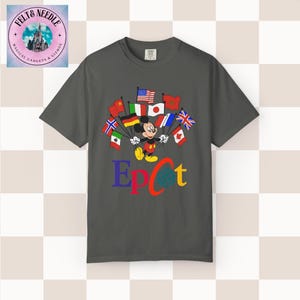Camiseta Comfort Colors de inspiración vintage de Mickey Mouse para Epcot World Showcase Pepper