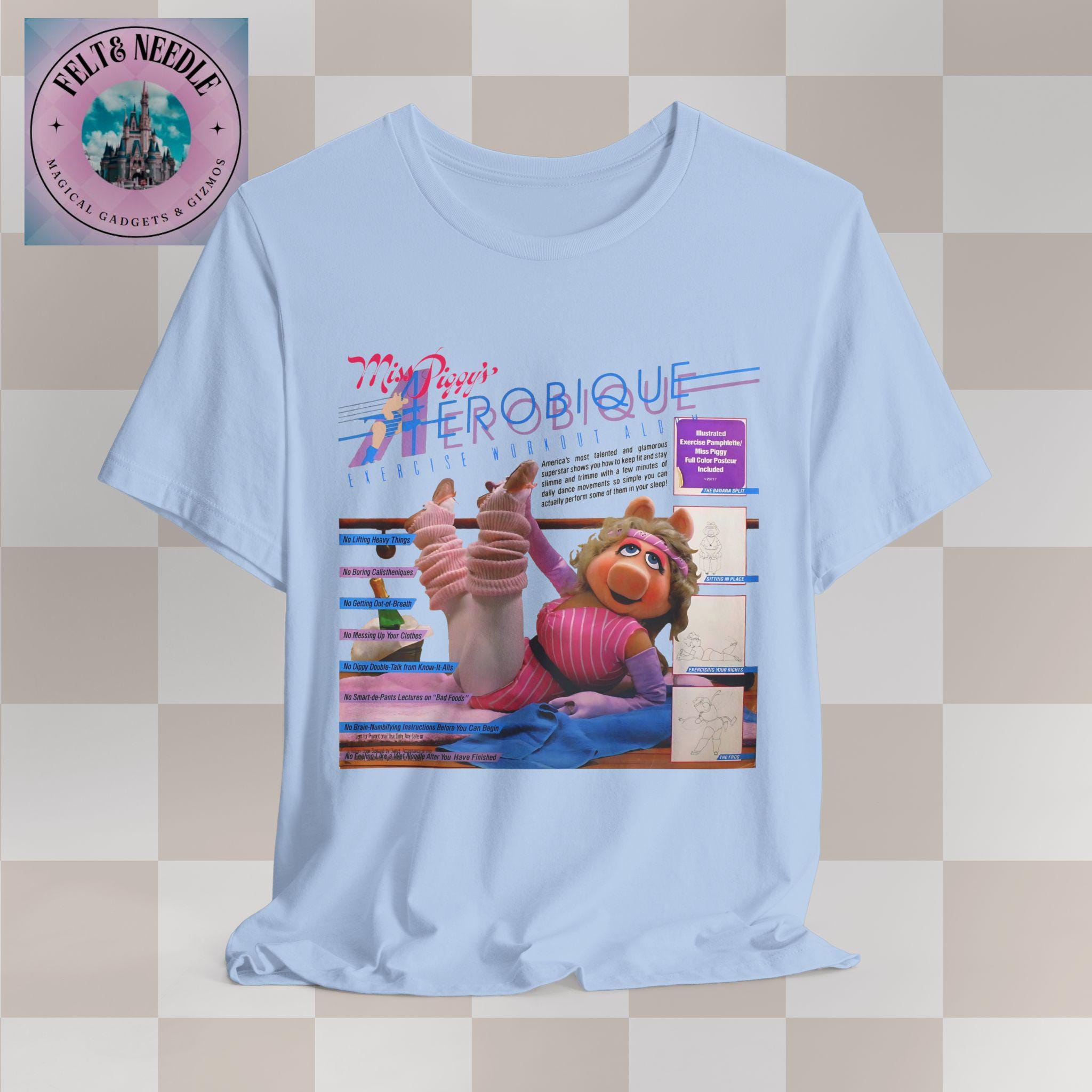 Retro Miss Piggy Tee, 80s Aerobics Workout Shirt, Muppets Fan Gift