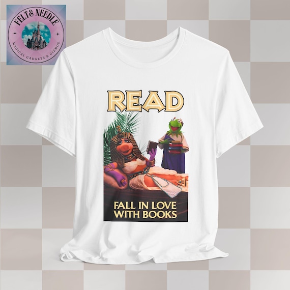 Retro 80s Book Lover Tee, Kermit & Miss Piggy Egyptian Reading