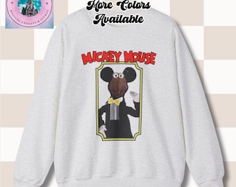 Rizzo the Rat as Mickey Mouse Crewneck Sweatshirt - Muppet Vision 3D, Unisex Jumper, Sweater Top, Retro Cartoon Apparel, Disney Fan Gift