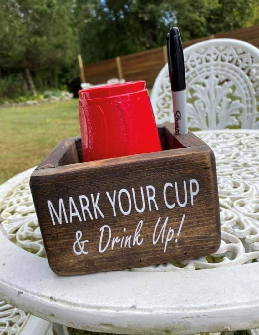 Wood Solo Cup Holder Box for Sharpie Mark Your Cup and Drink Etsy