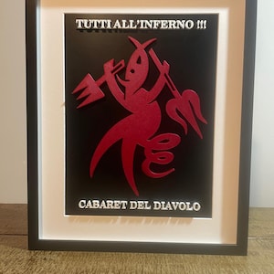 Depero-Gemälde, futuristische Hommage an den Teufel, Werbung, Gemälde aus den 1920er Jahren, 50x40 cm, 3D