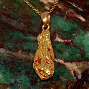 Gold Nugget Pendant Necklace - Genuine Alaska Gold Nugget - Placer Gold High Purity Beautiful Raw Metal - Investment Pure Gold Solid (N1915)