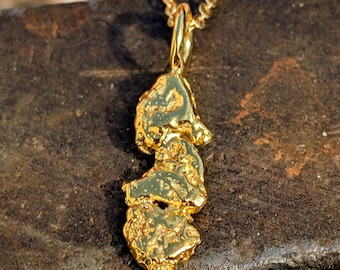 Stacked Gold Nugget Pendant - Brilliant Natural Gold - Raw Gold Nuggets - Necklace Charm - High Purity California Gold - Gold Charm (N2410)