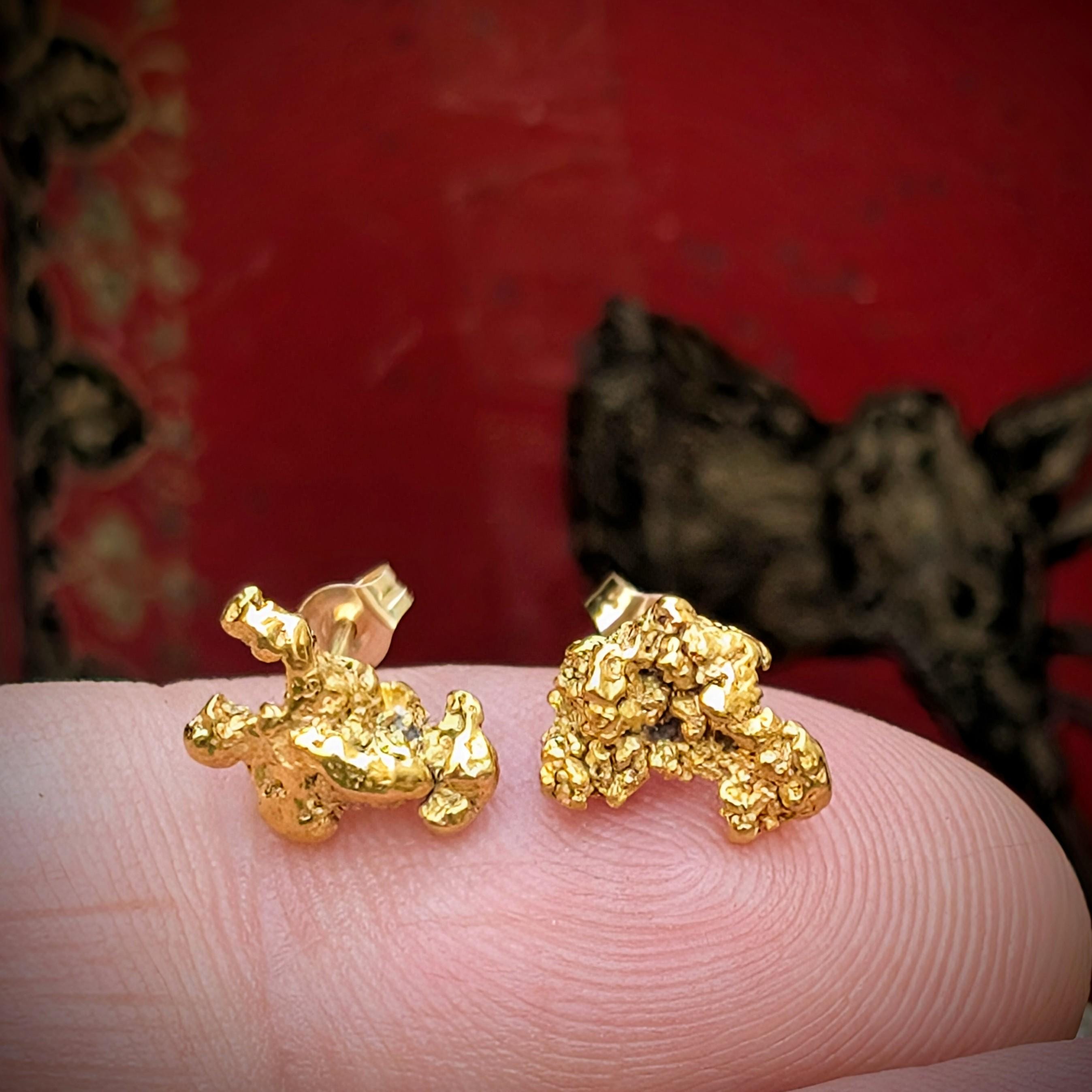 Nugget Stud Earrings - High Quality Gold Nuggets - California Gold
