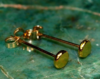 Small 24k Gold Studs High Purity 3mm Gold Discs Minimalist