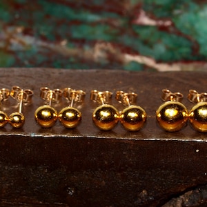 24k Gold Ball Studs - 3mm 4mm 5mm 6mm - Pick Your Size - Solid Gold Earrings - Minimalist Gold Earrings - Solid Pure Gold Stud Earrings (E2)