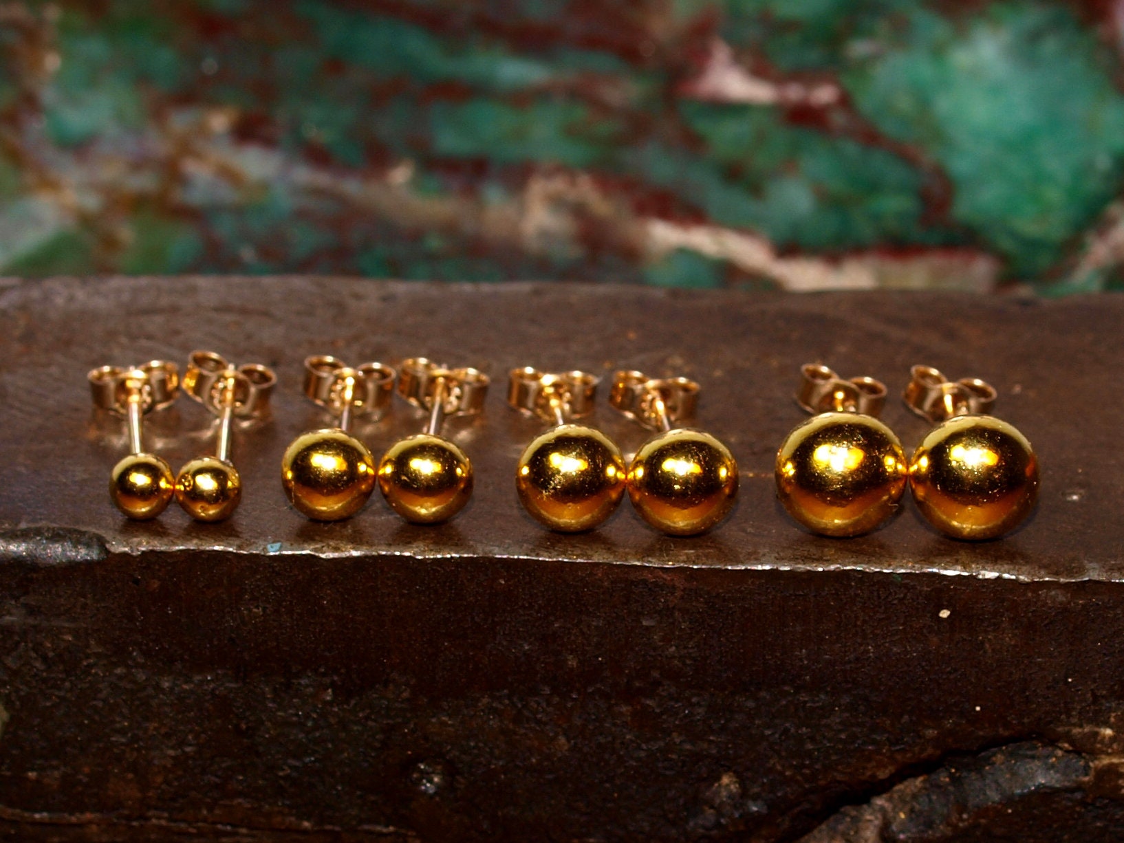 ◇MIDNIGHT MOMENT.◇ one ball earring gold Gold Ball Earrings, Gold Dome Earrings, Chunky Ball Earrings
