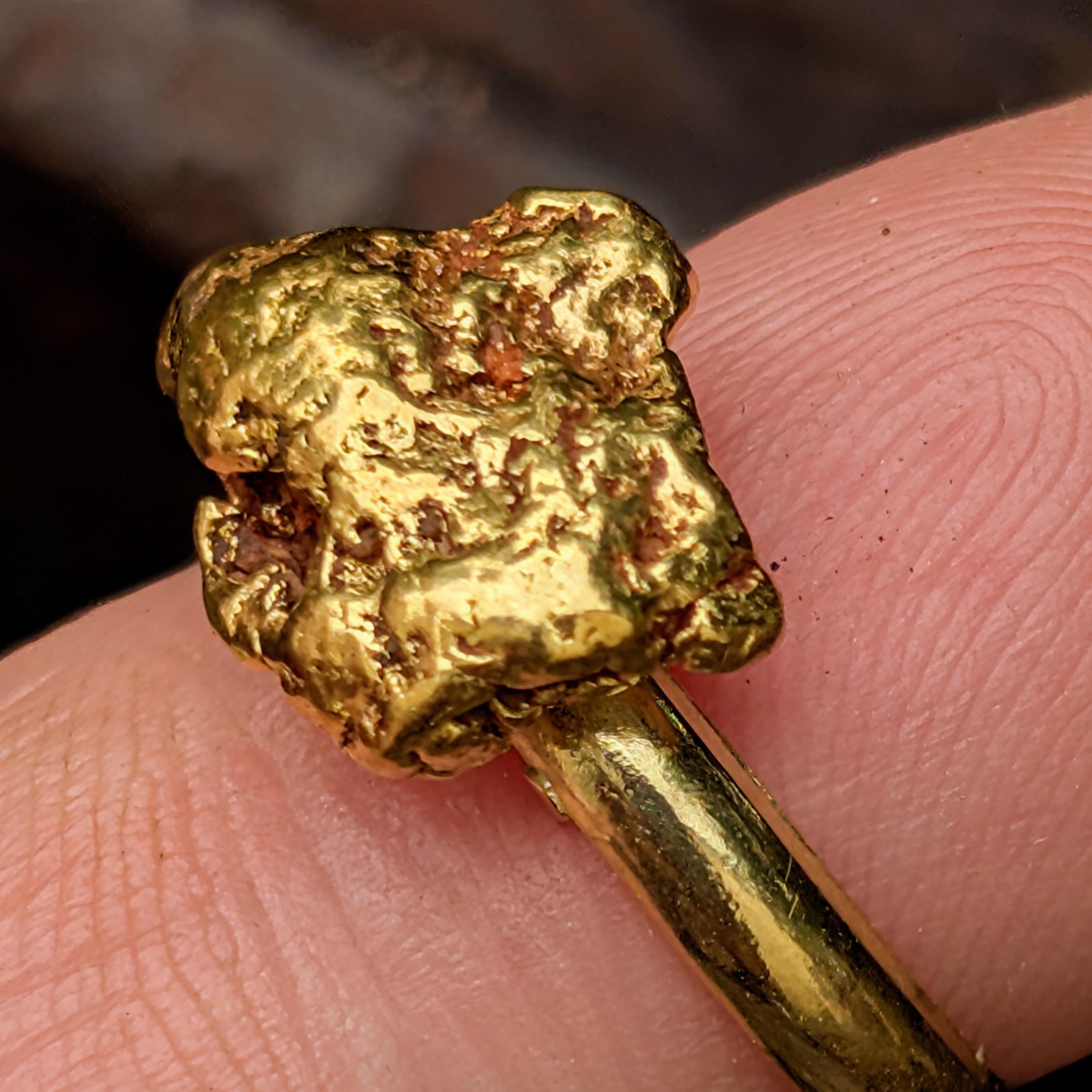 22k Alaskan Gold Nugget Ring, Size 4, 18k Band (N1480) - Etsy