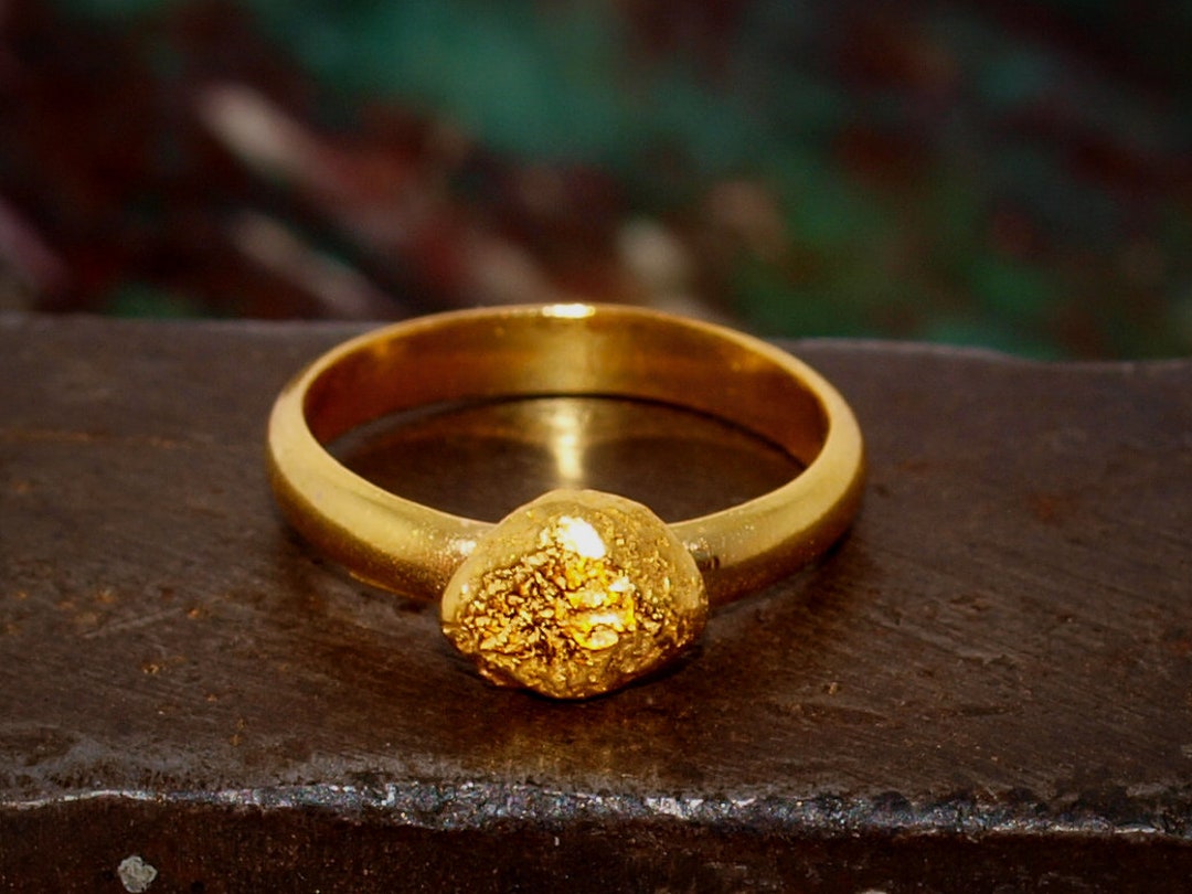 Gold Nugget Ring - Size 5.5 - Smooth 22k Band Ring - High Purity