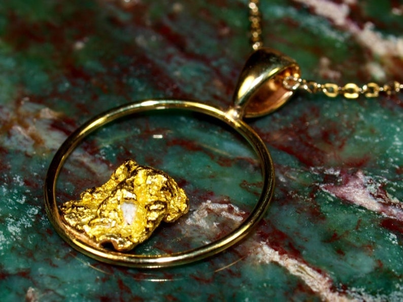 raw gold nugget pendant