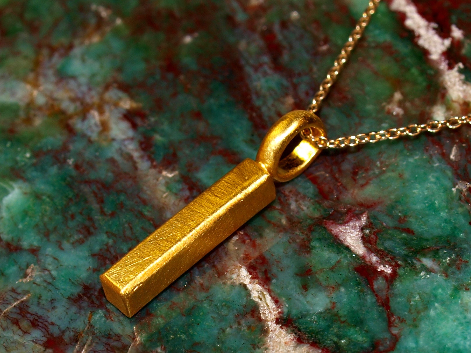 Hanger 24-karaats goudstaaf - Investeringssieraden - 1" lange staafvorm - kleine minimalistische gouden bedel (N1879)