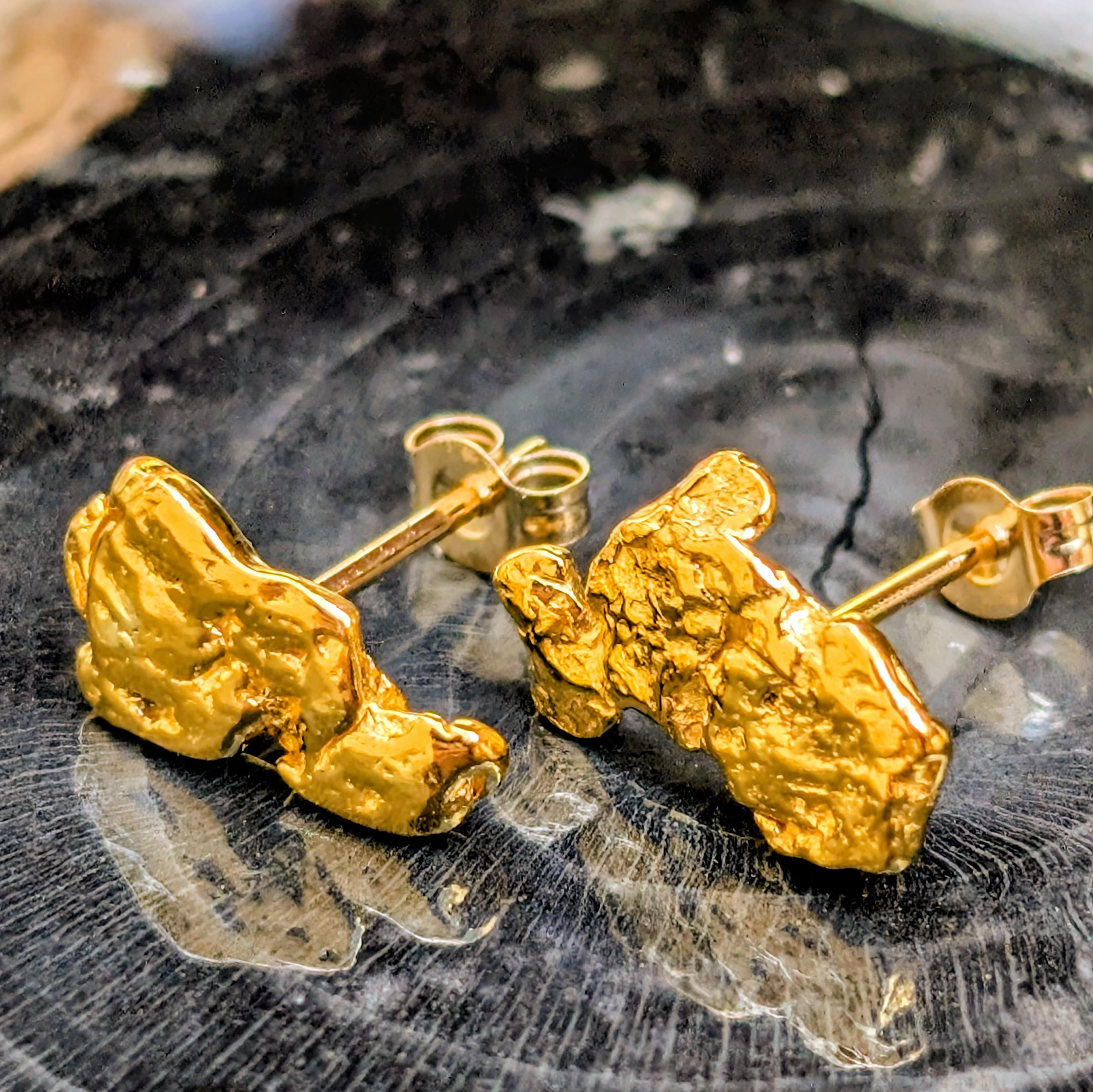 Nugget Stud Earrings - High Quality Gold Nuggets - Alaskan Gold