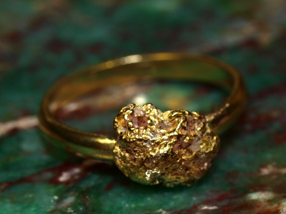 Natural gold nugget best sale ring