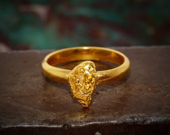 Natural Gold Nugget Ring Size Smooth 22k Band Ring High