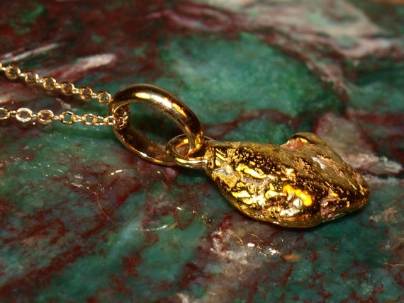 Gold Nugget Charm Necklace Genuine Alaska Gold Nugget Placer