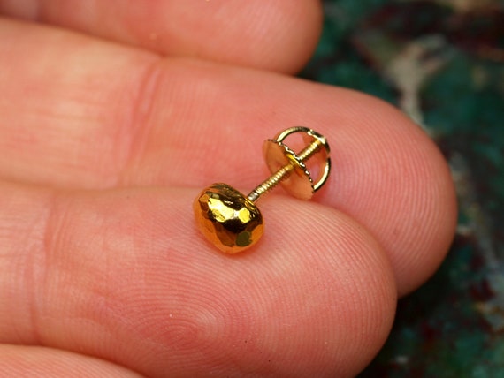 24k Solid Round Ball Gold With Threaded Stud - High Purity