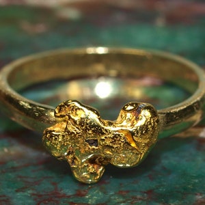 Natural Gold Nugget Ring - Size 5.5 - Smooth 14k Band Ring - High