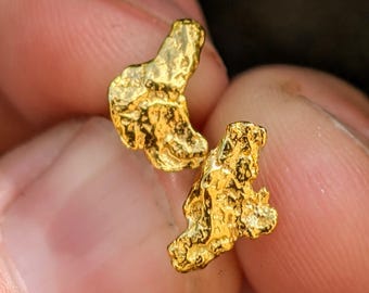 Gold Nugget Stud Earrings - 22k California Gold - (N2438)