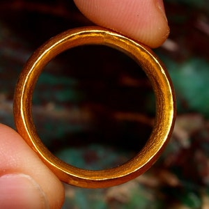 24k Gold Band - 7mm Comfort Fit Solid Gold Ring - Hand Forged Hammered Texture - Rustic Handmade Men's Engagement Ring - Pure .999 Gold image 4