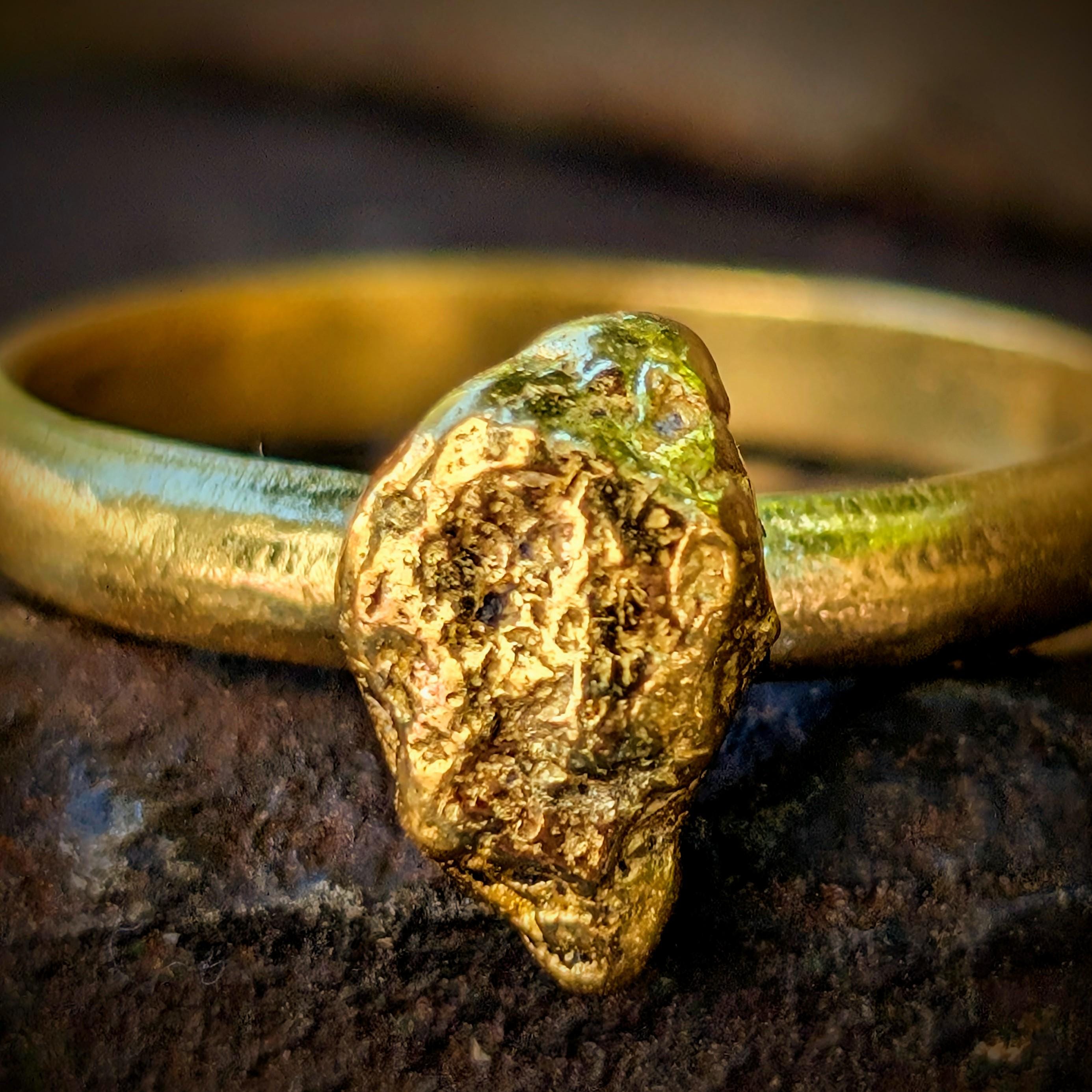 22k Raw Organic Gold Nugget Ring, Size 5.25, High Purity Genuine
