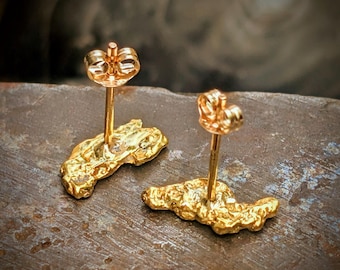 Nugget Stud Earrings Gold Nuggets - Alaskan Gold - Raw Placer Gold