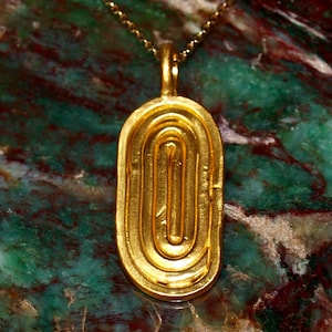 24k Gold Spiral Pendant - Investment Quality Jewelry - Oval Oblong Spiral Shape - Solid .999 Pure Gold - Royal Gold Charm (N1890)