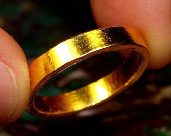 Hand Forged 24k Gold Band – Pure Solid Gold Ring, 4mm Wide