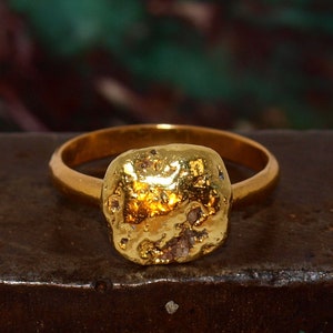 Natural Gold Nugget Ring - Size 8 - Smooth 22k Band Ring - High Purity 22k Natural Gold Nugget - Genuine Real Alaska Nugget (N2050)