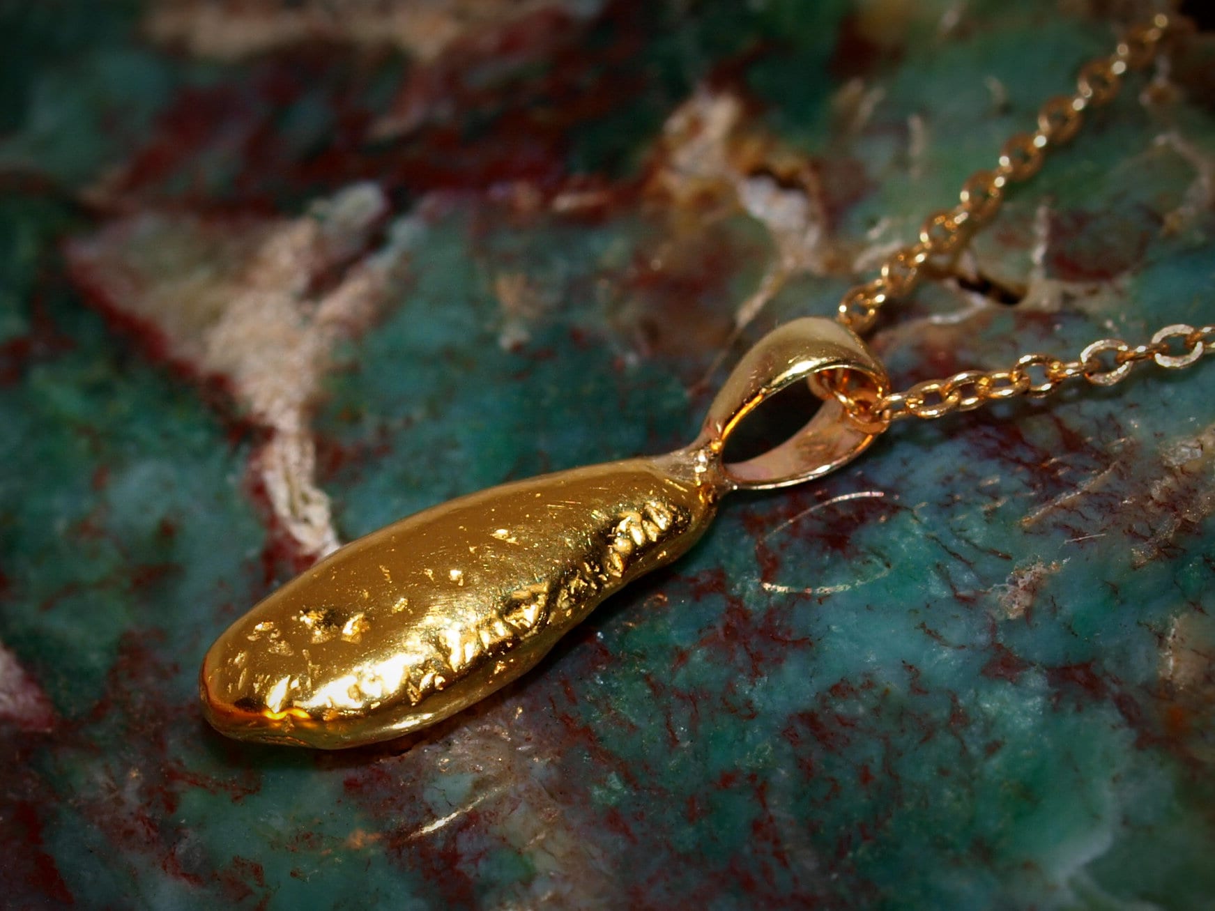 Gold Nugget Pendant Necklace - Genuine California Gold Nugget - Placer Gold High Purity Beautiful Raw - Investment Pure Gold Solid (N2125)