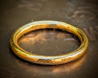 24k Round Wire Gold Band, Solid Pure Gold with Smooth Finish