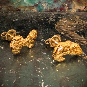 Gold Nugget Studs - High Quality Gold Nugget Earrings - California Gold Nuggets - Natural High Purity Gold Earrings - Raw Gold (N2199)