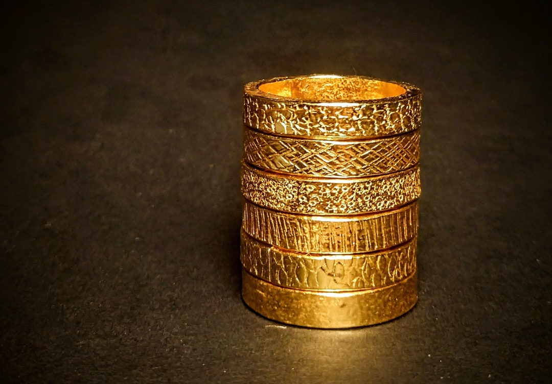 Thick Textured 24k Gold Band - Pick From 6 Unique Textures - 4mm