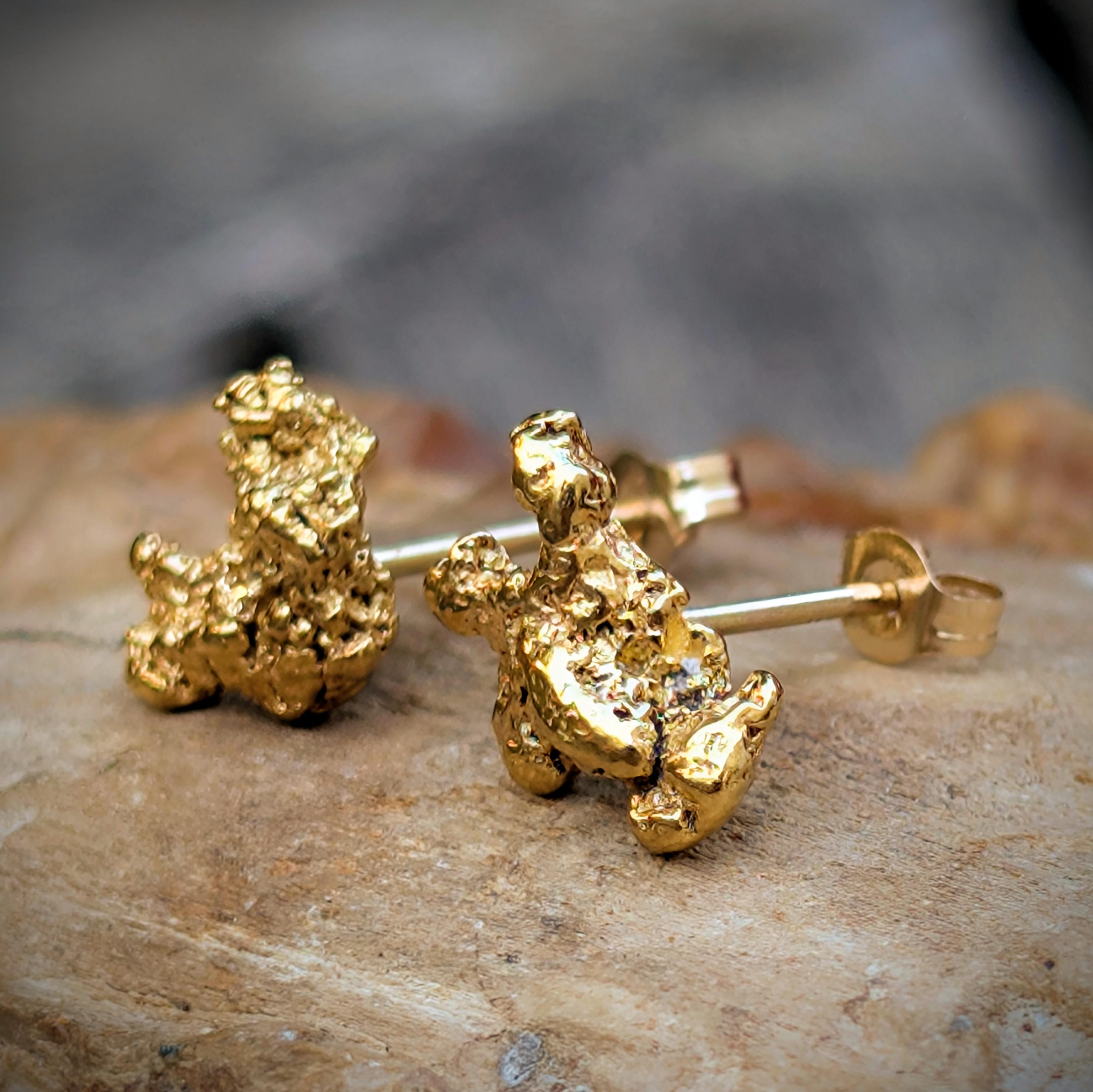 Nugget Stud Earrings - High Quality Gold Nuggets - California Gold