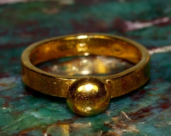 24k Gold Band - Solid Pure Gold - Hand Forged Smooth Gold Ring - Rustic Handmade - Polished Finish - Pure .999 Gold Ring (N1548)