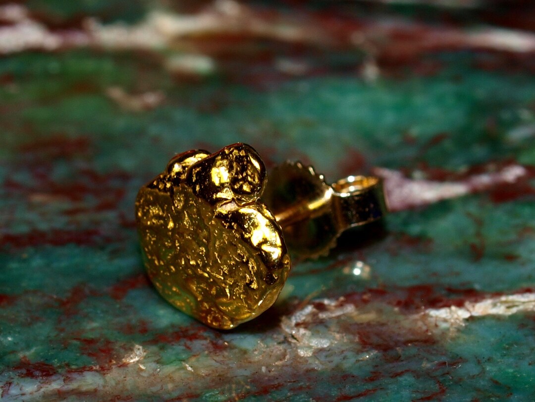 Single Gold Nugget Stud Earring Raw Gold Nugget From Alaska High Purity Natural Genuine Gold Gold Stud Natural Minimalist N1599 Etsy UK