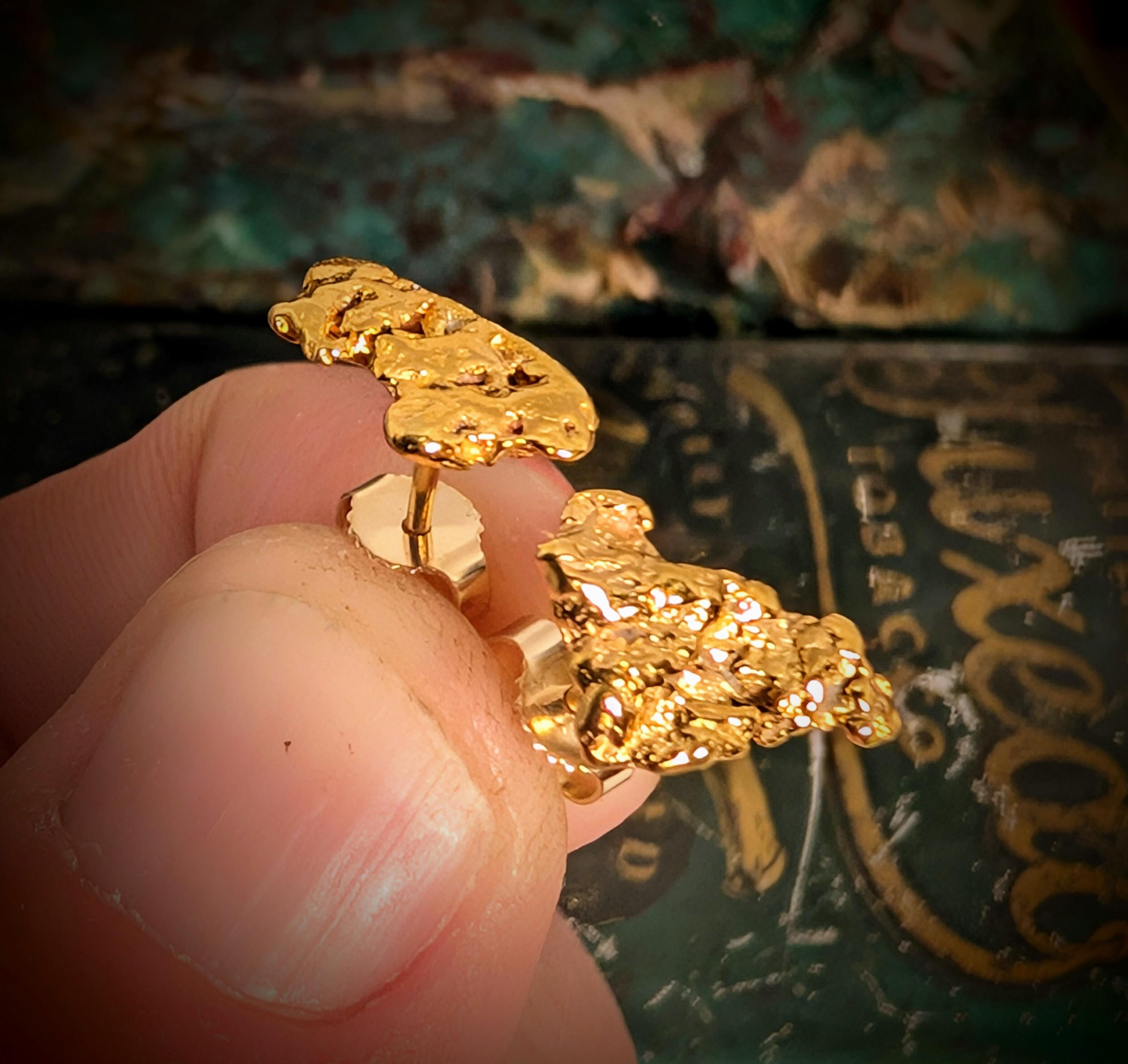 Gold Nugget Studs - High Quality Gold Nugget Earrings - California