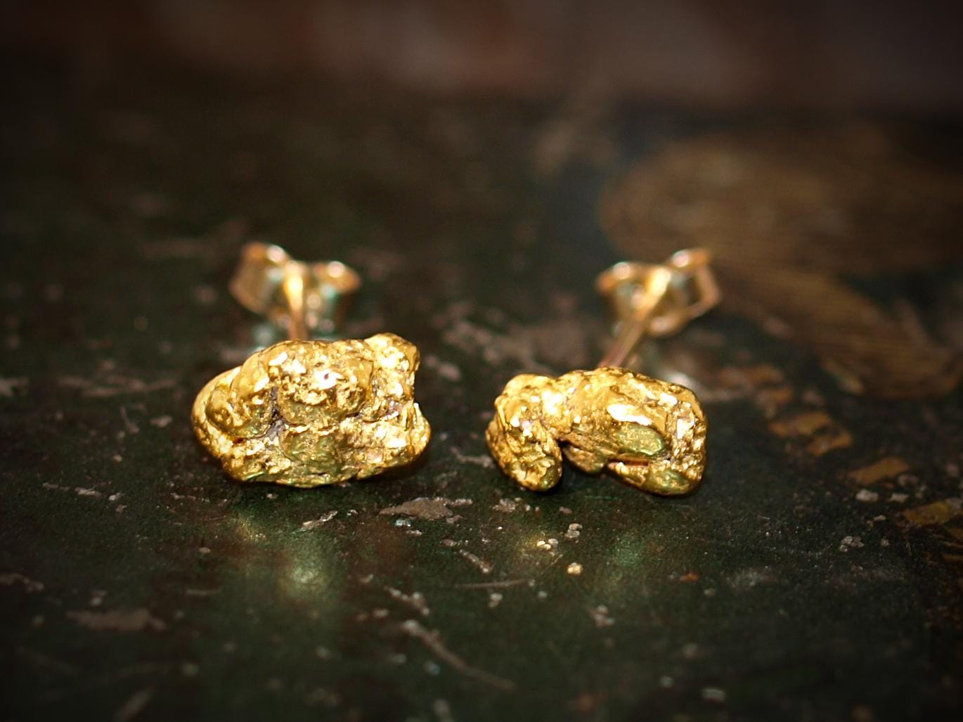 Nugget Stud Earrings - High Quality Gold Nuggets - California Gold