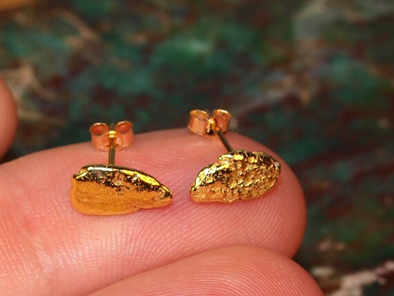 Nugget Stud Earrings High Quality Gold Nuggets Alaskan Gold